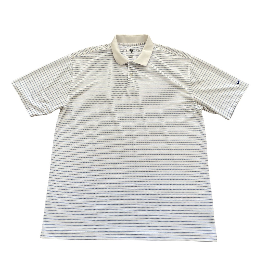 Nike Golf Men's Golf Polo Shirt Blue White Extra Large XL Striped Fit-Dry
